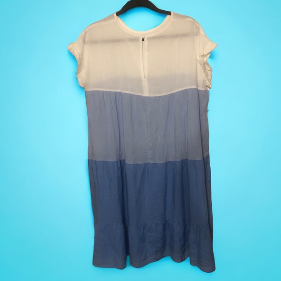 Unbranded Blue/White Color block round neck Tiered Sundress - Picture 2 of 2
